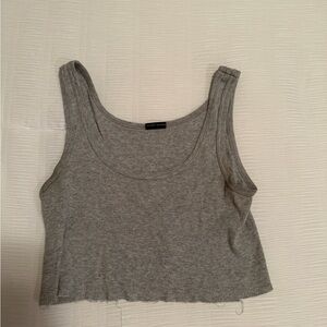 Brandy Melville Cropped Gray Ribbed Tank Top